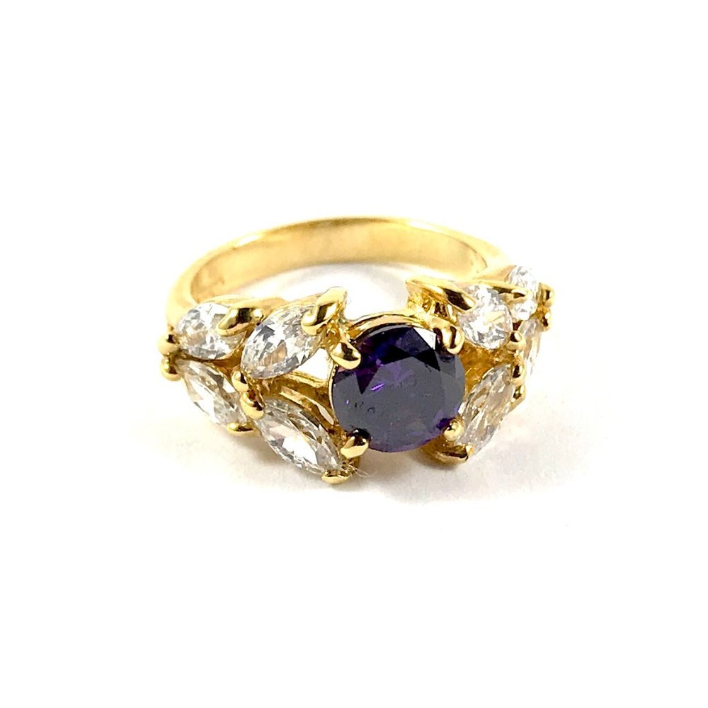18K Gold Plate GE Amethyst Ring Size 6